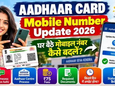Aadhaar Card Mobile Number Update 2026: घर बैठे मोबाइल नंबर कैसे बदलें? नया तरीका, फीस और पूरी प्रक्रिया 2 Aadhaar Mobile Number Update Guide