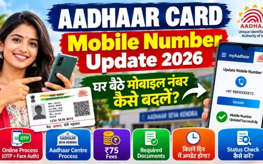 Aadhaar Card Mobile Number Update 2026: घर बैठे मोबाइल नंबर कैसे बदलें? नया तरीका, फीस और पूरी प्रक्रिया 5 Aadhaar Mobile Number Update Guide